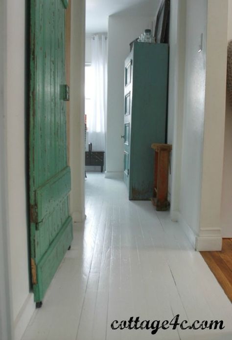 Painted White Floors, Painting Wood Furniture White, White Painted Wood Floors, Painting Wood White, White Painted Floors, Painting Floors, Painted Floorboards, White Spaces, Painted Wood Floors