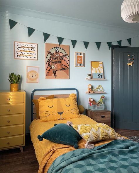 Eclectic Boys Room, Fun Boys Room, Colorful Boys Room, Yellow Kids Bedroom, Toddler Boy Room Decor, Kids Rooms Inspo, Big Boy Bedrooms, Decor Ideas Bedroom