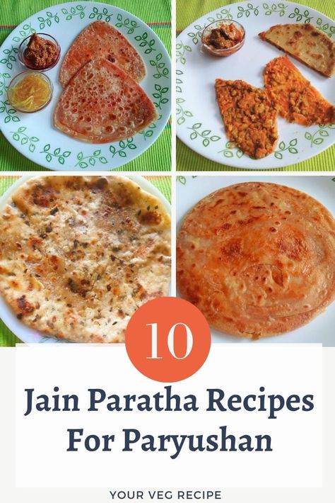 Thinking of what to cook for paryushan? With Jains having very strict constraints on what they can have during the Paryushan festival, here's a list of parathas that don't have any green vegetables or root vegetables. Check out this list of 10 Jain paratha recipes. This list includes #missipudi, #moongdalparatha, #aachariparatha, #puranpoli, stuffed #mogarparatha and many more. #JainFood #JainRecipes #ParyushanRecipes #Paryushan #paryushanParv #noonionnogarlic #IndianFood #food #JainChaturmas Jain Lunch Recipes, Jain Recipes Paryushan, Parosmia Recipes, Paryushan Recipes, Cabbage Paratha, Break Fast Recipes, Dal Paratha, Finger Foods Easy Party, East Indian Recipes