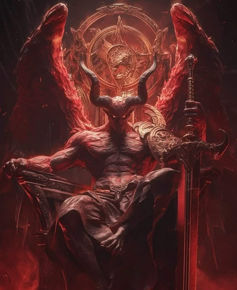 Lucifer Throne, Demon King Art, Devil Background, King Belial, Dnd Gods, Lucifer Demon, Demonic Art, Vampire Demon, Devil King