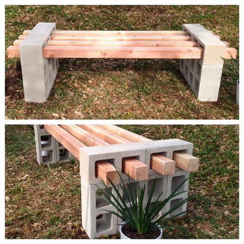 What's not to love about this super cheap DIY bench that uses no nails and takes just an hour to construct?  Instructions here! Cinder Block Bench With Planter, Unique Garden Planters, Samaritans Purse, Cinder Block Bench, Block Bench, Cinder Blocks, Backyard Furniture, Diy Bench, Cinder Block