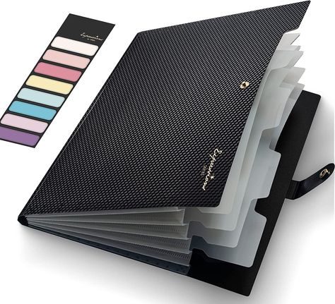 Sleek Design with Fresh Colors: This cute folder features elegant pattern design and eye-catching colors, lending a splash of personality to the organization process. Stick to the safe and modern black, or go for the fun colored one to brighten up your space. Med School Bag, Expanding File Folder, Office Folder, Accordion Folder, File Folder Organization, School Folders, Binder Accessories, Paper Organizer, Paper Folder