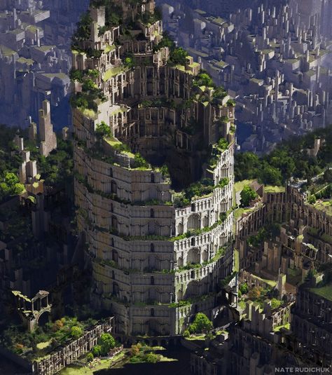 ArtStation - Temple ruins, Nate Rudichuk Bangunan Minecraft, Temple Ruins, Minecraft Blueprints, Minecraft Architecture, Fantasy City, Fantasy Castle, Fantasy Places, Fantasy Setting, Fantasy Art Landscapes