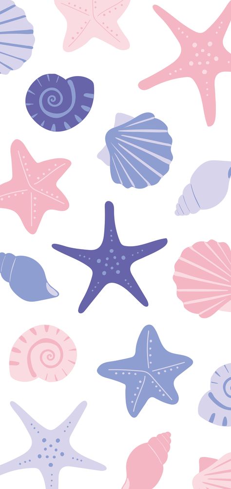 Sea Animal Pattern, Sea Shell Design Pattern, Shell Digital Art, Cute Summer Patterns, Shell Designs Art, Swimsuit Basket Painting, Swimsuit Box Painting, Under The Ocean Painting, Shell Graphic Design