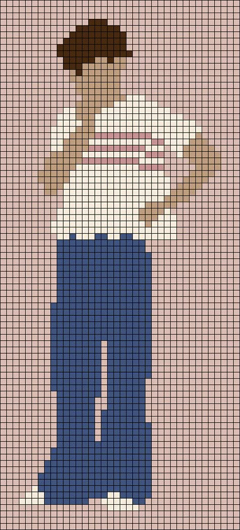 Harry Styles Perler Bead Patterns, Pixel Art Pattern Harry Styles, Tapestry Crochet Patterns Pixel, Tapestry Crochet Harry Styles, Harry Styles Cross Stitch Patterns, Perler Beads Harry Styles, Cross Stitch Harry Styles, Harry Styles Crochet Grid, Harry Styles Crochet Tapestry