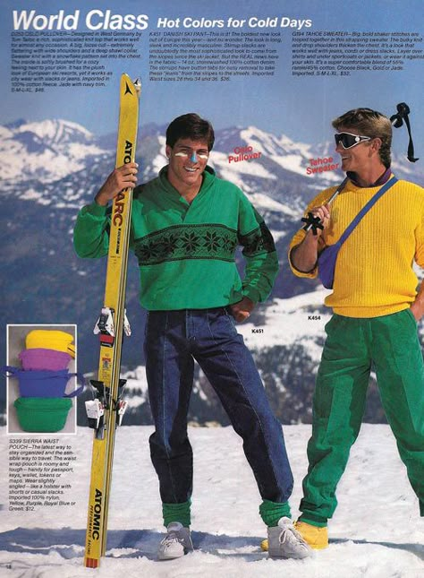 1980's Ski Fashion 80s Apres Ski, Catalog Modeling, Retro Ski Outfit, 80s In Aspen, Ski Fashion Men, Ski Outfit Men, Apres Ski Men, Ski Attire, Nye 2024