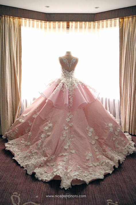 Pink Wedding Dress Long, Mak Tumang, Debut Gowns, Wedding Evening Gown, Quinceñera Dresses, Pink Ball Gown, Quinceanera Dresses Pink, Pretty Quinceanera Dresses, Pink Wedding Dress