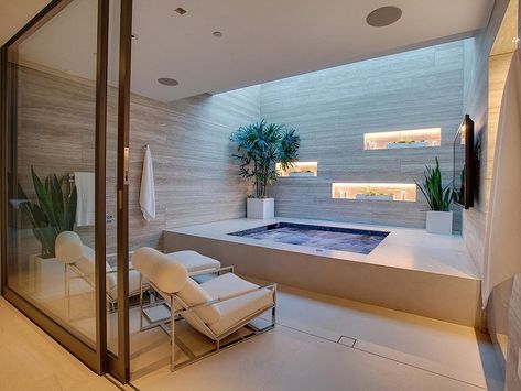 Beach Terrace, Jacuzzi Room, Indoor Jacuzzi, Home Spa Room, Piscina Interior, Casa Country, Hollywood Homes, Jacuzzi Tub, Spa Room