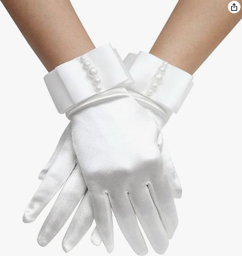 Elinadress Women's Wrist Length Bridal Gloves With Pearls For Wedding Dress Finger Gloves Gloves With Pearls, White Dress With Pearls, Pearls For Wedding, White Dress Gloves, Delicate Hands, Gloves White, Semi Formal Attire, Slay The Day, Fashion Gloves