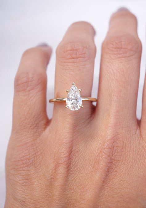 Small Pear Engagement Ring Gold, Dainty Teardrop Engagement Ring, Simple Pear Wedding Rings, Tear Drop Gold Ring, Gold Solitaire Pear Engagement Ring, Tear Drop Solitaire Engagement Ring, Teardrop Solitaire Engagement Ring, Engagement Rings Gold Tear Drop, Pear Engagement Ring Plain Band