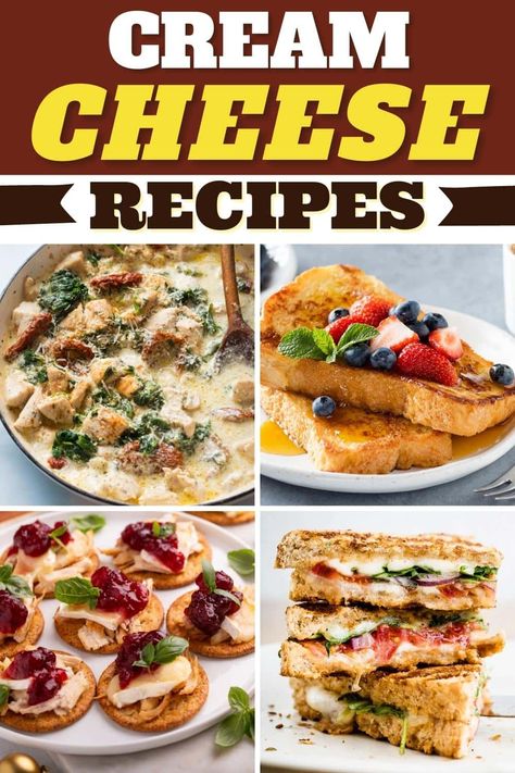 Cream Cheese Recipes Cream Cheese Meals Dinners, Easy Cream Cheese Recipes 4 Ingredients, Ways To Use Cream Cheese, Cream Cheese Lunch Recipes, Crème Cheese Recipes, What To Make With Cream Cheese, Cream Cheese Dinner Recipes, Flavored Cream Cheese Recipes, Cream Cheese Savory