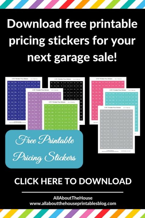 free printable pricing stickers garage sale planner download diy how to have a successful garage sale planner organizer http://www.allaboutthehouseprintablesblog.com/garage-sale-planner/ Yard Sale Organization, Garage Sale Organization, Garage Sale Ideas, Yard Sale Ideas, Yard Sale Tips, Moving Planner, Garage Sale Tips, College Teacher, Garage Sale Signs