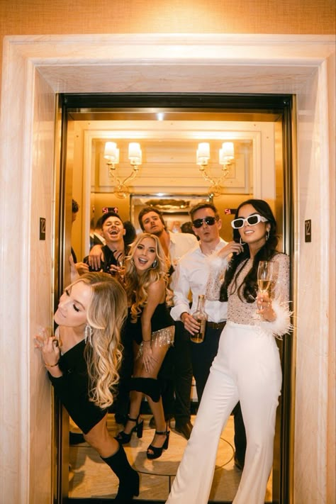 Wedding Elevator, Bachelorette Pics, Vegas Wedding Party, Las Vegas Wedding Photos, Bachelorette Party Photo, Vegas Wedding Photos, Strange Fashion, Bachelorette Inspo, Las Vegas Bachelorette