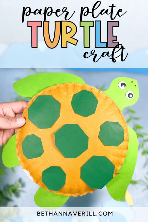 Turtle Paper Plate Craft for Preschoolers 14 Paper Plate Turtle Craft, Paper Plate Turtle, Pond Activities, Turtle Craft, Craft For Preschoolers, Paper Plate Craft, Jellyfish Craft, Turtle Crafts, Green Construction