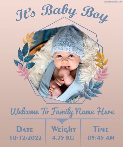 Born Baby Boy Wishes Announcement Design Template Edit Custom Time, Date, Weight, Family Name Writing Celebrate Best WhatsApp Status Sending New Facebook Post Share Friends or Fami... Baby Boy Born Announcement, Baby Name Announcement Template, Its A Boy Template, Name Announcement Template, Its A Boy Announcement Template, Baby Birth Wishes, Baby Boy Announcement Template, Baby Born Frame, New Borned Baby Boy