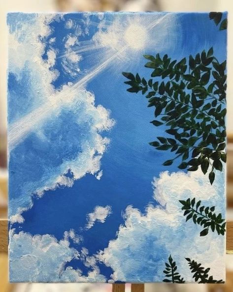 Light Rays Painting, Asthetic Drawings Watercolor, Simple Sky Painting Acrylic, Landscape Easy Painting Simple, Landscape Drawings Color, Acrylic Asthetic Paintings, Simple Painting Ideas Landscape, Landscape Paintings Beginner, Simple Digital Painting