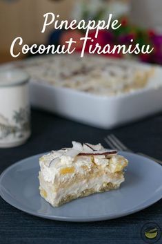 Pineapple Coconut Tiramisu is a delicious variation of the classic tiramisu with a delicious mascarpone cream with pineapple and coconut and ladyfingers #pineapple #coconut #tiramisu Tiramisu For A Crowd, Tiramisu Variations, Pineapple Tiramisu, Coconut Tiramisu Recipe, Pina Colada Cake Recipe From Scratch, Deli Desserts, Coconut Tiramisu, Pina Colada Cake Recipe, Tiramisu Recipes