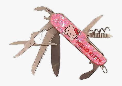 Hello Kitty Chainsaw, Creepy Cute Wallpaper, Kawaii Knife, Hello Kitty Knife, Creepy Cute Fashion, Knife Aesthetic, Pastel Punk, Pretty Knives, Hello Kit