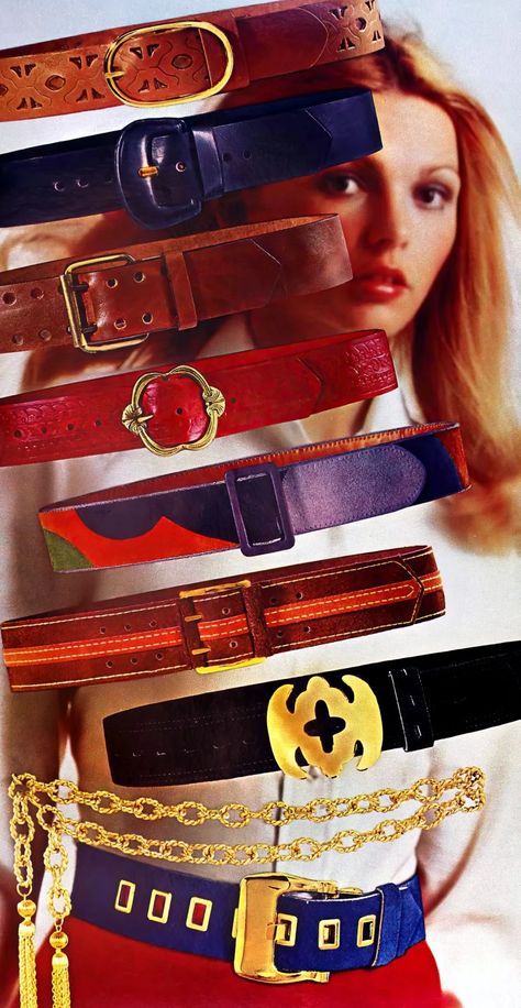 1960s & 1970s belts like these still inspire fashion trends for men & women 8 1970s Glam Rock Fashion, 70s Belts, Glam Rock Accessories, Zyla Summer, Drag Clothing, 1970s Accessories, 1970s Glam, 70s Accessories, Styling 101