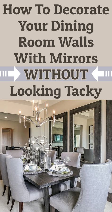 Dining Mirror Wall Decor, Dinning Room Wall Mirror, Mirrors In Dining Room Wall, Mirror In Dining Room Ideas, Large Dining Room Wall Decor Ideas, Dining Room Wall Mirror, Dinning Room Mirror, Dining Room Mirrors, Dining Room Mirror Wall