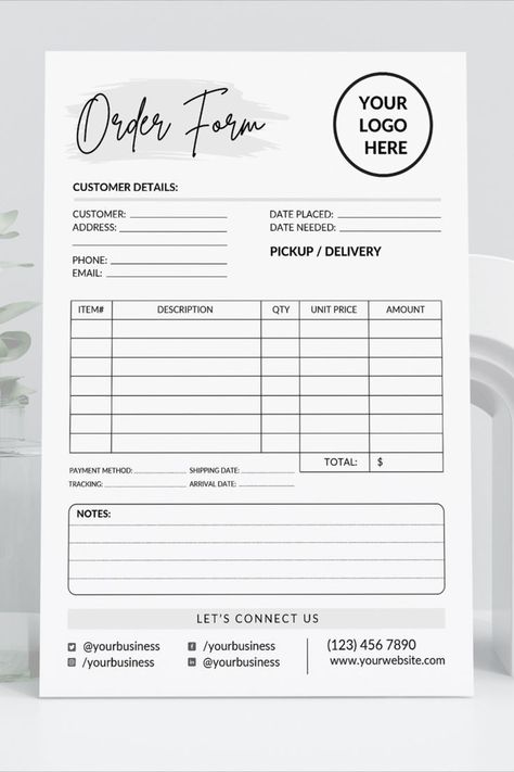 Cake Business Plan, Small Business Printables, Purchase Order Form, Custom Order Form, Shirt Decals, Business Printables, Business Branding Inspiration, Order Form Template, Startup Business Plan