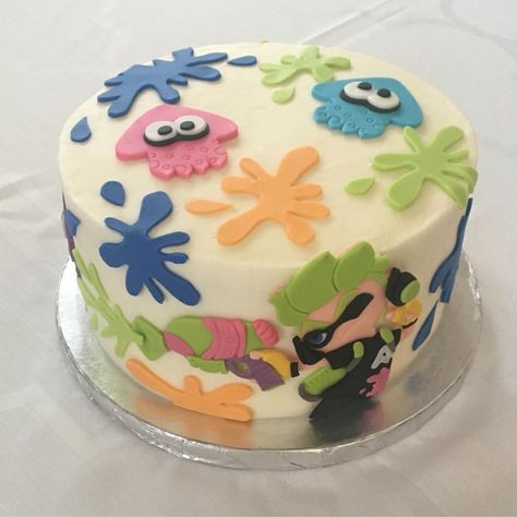 Nintendo Party, 2 Cake, 11th Birthday, 9th Birthday, Cake Creations, 8th Birthday, Creative Cakes, Cute Cakes, Splatoon