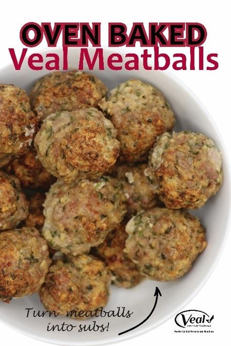 Get creative by trying some different and new flavors by turning these meatballs into a sub with your fav flavors, BBQ or Italian, or even Buffalo! Cooking Meatballs, Oven Meatballs, Veal Meatballs, Oven Baked Meatballs, Baked Meatballs, Veal Recipes, Air Fryer Ideas, Meatball Bake, How To Cook Meatballs