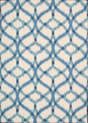 Nourison Sun N' Shade 8' X 11' Shade Trellis, Nourison Rugs, Rug Direct, Square Rug, Ikat Pattern, Polyester Rugs, Geometric Area Rug, Indoor Outdoor Area Rugs, Blue Ivory