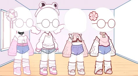 Gacha Club Comfy Outfits, Aesthetic Gacha Outfits, Gacha Aesthetic Outfits, Gacha Plus Outfit Ideas, Gacha Nox Clothes Ideias, Gacha Nox Outfit Ideas, Gacha Nox Outfits, Kawaii Gacha, Outfit Ideas Emo