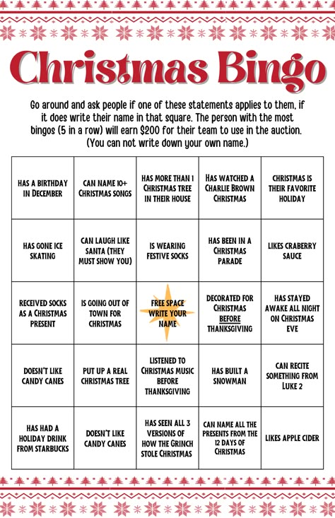 Christmas Bingo For Adults, Coworker Christmas Party Games, Christmas Party Gifts For Kids, Christmas Party Games For Office, Christmas Home Activities, Games For A Christmas Party, Office Christmas Party Games For Large Groups, Christmas Ice Breaker Questions, Christmas Party Ice Breaker Games