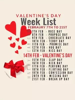 February Day List February Special Days List 2024, February Days List, Valentine Day Week List, February Special Days, Valentine's Day List, Flirting Day, February Days, Birth Month Quotes, Valentine List