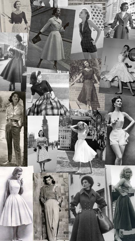 #1950s #vintage #outfit Vintage Women Photos 1950s, 1950s High School Fashion, Women 1920s Fashion, Old Money 1950s, Cute 50s Outfits, 50s Aesthetic Fashion Women, 50 Fashion Vintage 1950s, 50s Aesthetic 1950s, Retro 50s Aesthetic