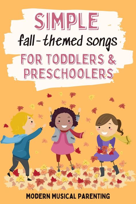 Fall Movement Songs For Preschool, Preschool Songs About Fall, Fall Song For Preschool, Introducing Fall To Preschoolers, Fall Toddler Songs, Fall Music Activities Preschool, Autumn Songs For Toddlers, Rhythm Songs For Preschoolers, Fall Music And Movement For Toddlers