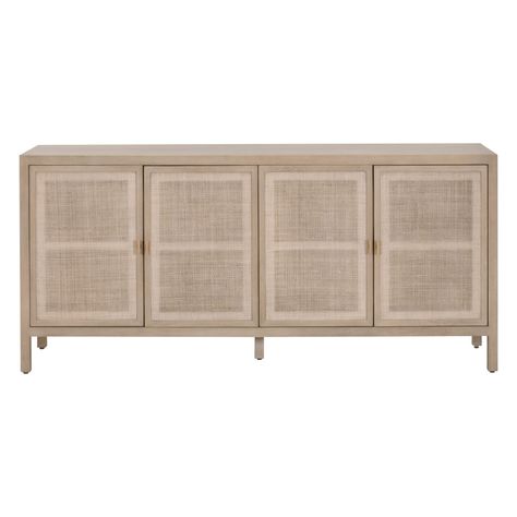 Carina Media Sideboard Media Sideboard, Jenny Brown, Dining Room Sideboard, Buffets And Sideboards, Capiz Shell, Cord Management, Grey Oak, Kathy Kuo Home, Soft Close Doors