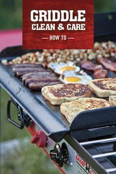 Our pre-seasoned professional steel griddles can handle just about any cooking job you can throw at them. But that doesn't mean they don't need a little TLC every now and then. If you want to get the most out of your griddle, from camp breakfast to back patio cookouts, follow the guide here.  http://www.campchef.com/blog/how-to-care-for-your-griddle/ Flat Grill Recipes, Camp Chef Recipes, Flat Top Grill Recipes, Griddle Ideas, Black Stone Griddle Recipes, Outdoor Griddle Recipes, Blackstone Grill Recipes, Hibachi Recipes, Black Stone Griddle