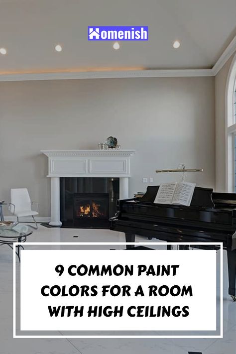 A large home that boasts an open-plan room with high ceilings is a great place for entertaining visitors or getting cozy with your family. Choosing the best paint colors for the tall walls and high ceilings can create the perfect focal point. Painting large rooms may not be an easy task, but with endless paint color possibilities, you might not know your best options. If you want to keep your large room bright and airy, you should opt for relaxing and soft hues. Paint For High Ceiling Room, Matching Walls And Ceiling, Painting Tall Walls High Ceilings, Cathedral Ceiling Living Room Paint Wall Colors, Paint Colors For Vaulted Living Room, High Ceiling Paint Ideas, Ceiling Painted Same Color As Walls, Ceilings Painted Same Color As Walls, Decorating Tall Walls High Ceilings