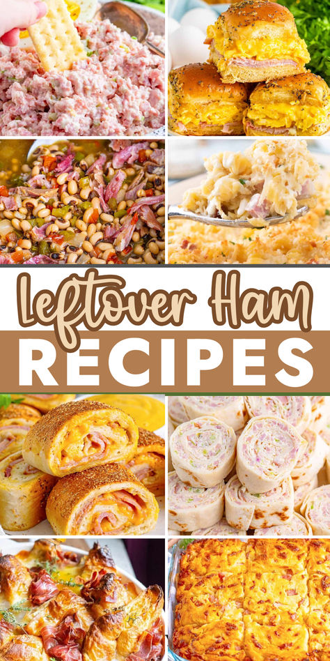 From breakfast to lunch to dinner recipes, there are plenty of fun recipe ideas here to use up all that leftover holiday ham! Leftover Boneless Ham Recipes, Ham Lunch Ideas, What To Make With Leftover Ham, Leftover Spiral Ham Recipes, January Food Ideas, Recipes With Leftover Ham, Leftover Ham Ideas, Deli Ham Recipes, Ham Recipes Leftover