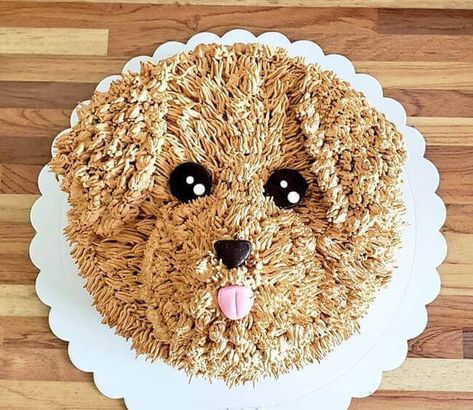 50 Dog Cake Design (Cake Idea) - January 2020 Golden Doodle Cake Ideas, Dogs Birthday Cake Ideas, Cake Decorated Like A Dog, Doggy Birthday Party Ideas Decoration, Puppy Shaped Birthday Cake, Puppy Theme Cupcakes, Puppy Cake Birthday, Dog Party Cake Ideas, Dog Themed Birthday Party Cake