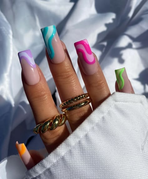 Purple Acrylic Nails, Colorful Nails, Long Square Acrylic Nails, Unique Acrylic Nails, Bling Acrylic Nails, Summer Acrylic Nails, Acrylic Nails Coffin Short, Square Acrylic Nails, Coffin Nails Designs