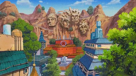 Naruto Backgrounds, Naruto Shifting, Konoha Naruto, Konoha Village, Photo Naruto, Naruto Wallpaper Iphone, Mountain Drawing, Manga Naruto, Naruto Pictures