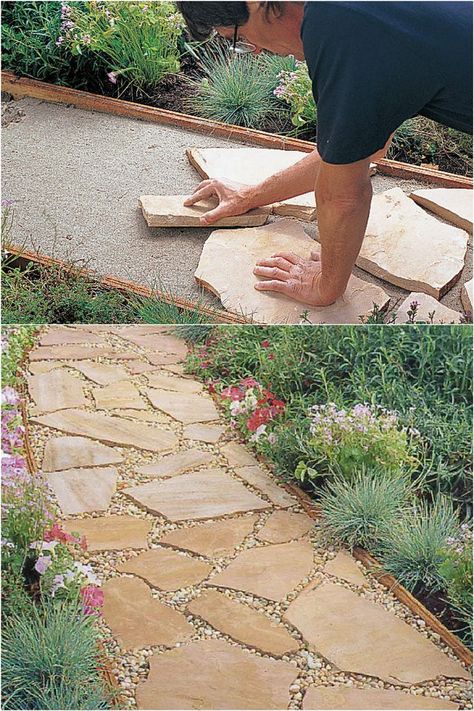 Wood Pavers, Backyard Walkways, Mulch Garden, Landscape Edging Stone, Garden Path Ideas, Backyard Walkway, Path Ideas, Garden Stepping Stones, Garden Walkway