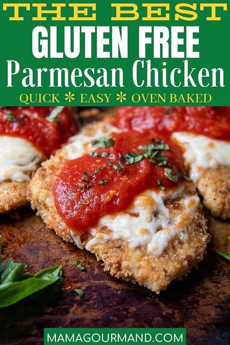 Gluten Free Breading For Chicken, Gluten Free Chicken Parm, Gluten Free Chicken Parmesan, Gluten Free Baked Chicken, Easy Parmesan Crusted Chicken, Baked Chicken Parm, Best Chicken Parmesan, Gluten Free Family Meals, Gf Dinners