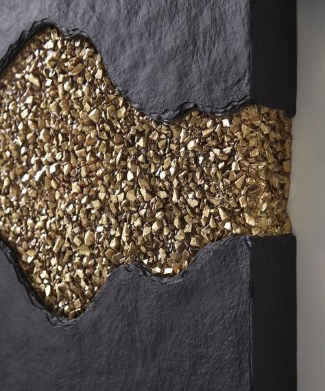 Geode Texture Wall Decor Black And Gold Wall Decor, Black And Gold Wall, Abstract Painting Diy, Rough And Smooth, Gold Art Painting, Rough Luxe, Gold River, Gold Wall Decor, Canvas Art Projects