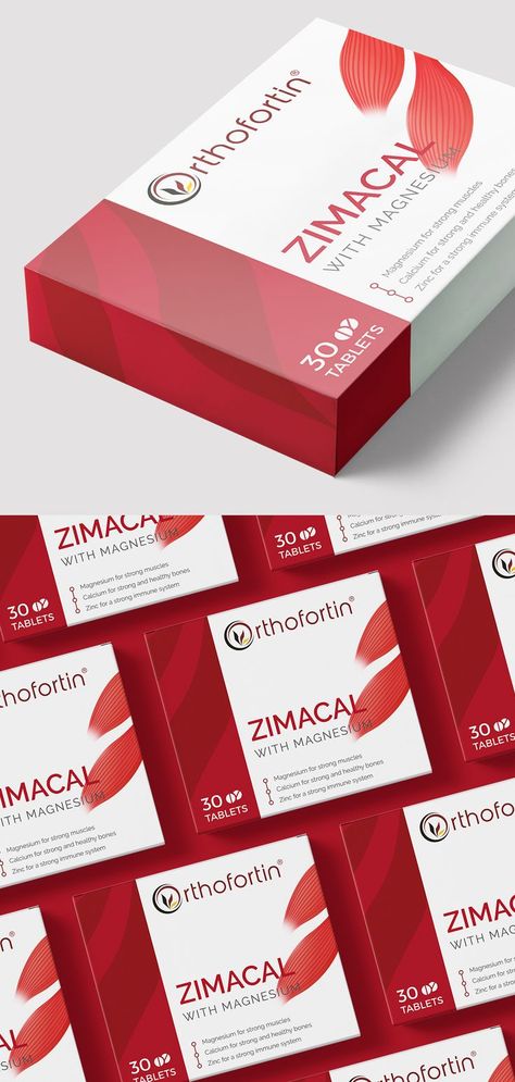 Vitamin Box Packaging Design, Tablet Box Design, Red Box Packaging Design, Pharma Product Design, Medicine Packaging Design Creative, Vitamins Packaging Design, Packaging Design Medicine, Medicine Box Design Packaging, Red And White Packaging