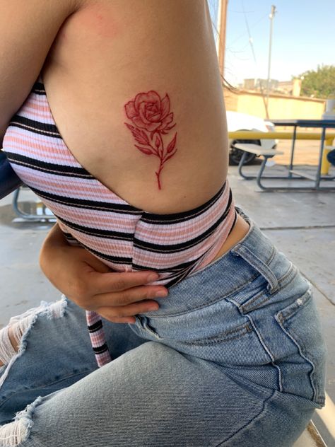 Rose Tattoos For Women, Hand Tattoos For Girls, Pretty Hand Tattoos, Neck Tattoos Women, Red Rose Tattoo, Small Pretty Tattoos, Pretty Tattoos For Women, Red Ink Tattoos, Tattoos For Black Skin