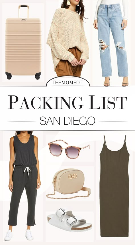 CALIFORNIA DREAMIN': A SAN DIEGO PACKING LIST | My San Diego packing list is simple & comfy, including items that easily transition from coffee shop to beach to restaurant. A capsule for your next California vacay... | #TheMomEditStyle #TheMomEditTravel #CaliforniaDreamin #SanDiegoPackingList #PackingTipsForVacation #CuteTravelOutfits #SanDiegoOutfits #SanDiegoAesthetic #BeachOutfits #CapsuleWardrobe #SanDiegoAesthetic San Diego Outfits Summer Vacation, San Diego Outfit Inspiration, Outfits For San Diego Summer, Fall Outfits San Diego, San Diego Club Outfit, San Diego Clothes Outfits, Packing For San Diego, San Diego Capsule Wardrobe, Summer San Diego Outfits