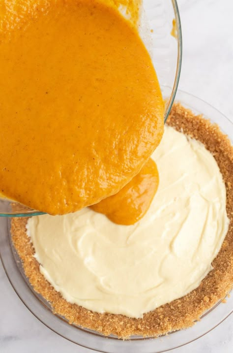 Pumpkin Cream Cheese Pie With Graham Cracker Crust, Pumpkin Pie With Cream Cheese Recipe, Sensational Double Layer Pumpkin Pie, Pumpkin Cream Cheese Pie Easy, Sour Cream Pumpkin Pie, Pumpkin Cheese Pie Recipe, Pumpkin Pie With Cream Cheese Layer, Pumpkin And Cream Cheese Pie, Pumpkin Pie Recipe With Cream Cheese