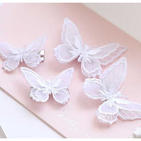 Tinksky Butterfly Hair Clips Lace Hair Bows Pins Hair Accessories for Women Girls, Pack of 10, White Fluttershy Cosplay, Cinderella Design, Embroidery Hair, Butterfly Hair Accessories, Embroidery Butterfly, Butterfly Baby Shower, Butterfly Clip Art, Women's Hair Accessories, Embroidered Butterfly