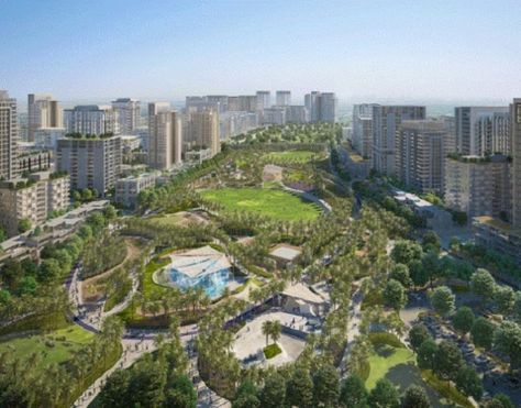 Dubai Hills Park by Emaar at Dubai Hills Estate Social Housing Architecture, Ski Park, Dubai Hills, Emaar Properties, Dubai Houses, Residential Landscaping, Dubai International Airport, Living In Dubai, Commercial Landscaping