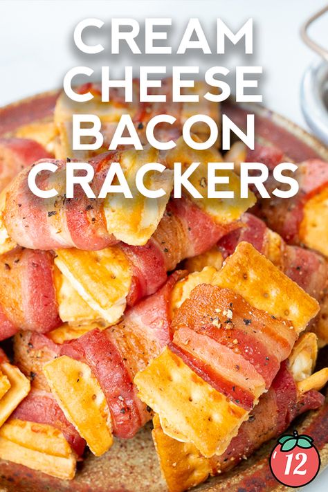 Cream Cheese Bacon Crackers, Bacon Wrapped Cream Cheese Crackers, Bacon Wrapped Crackers, Traeger Smoker Recipes, Bacon Crackers, Bacon Wrapped Cheese, Bacon Cracker, Crackers Appetizers, Ritz Cracker Recipes